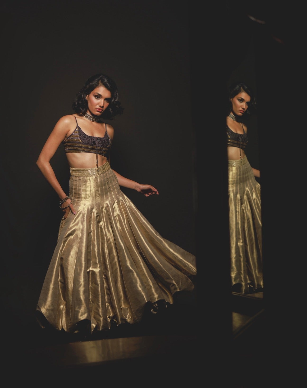 Goldie Ghaghra set in Gold