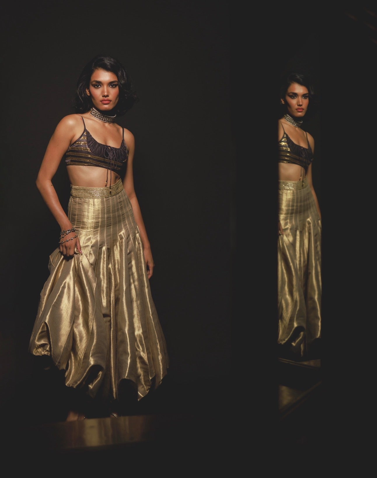 Goldie Ghaghra set in Gold