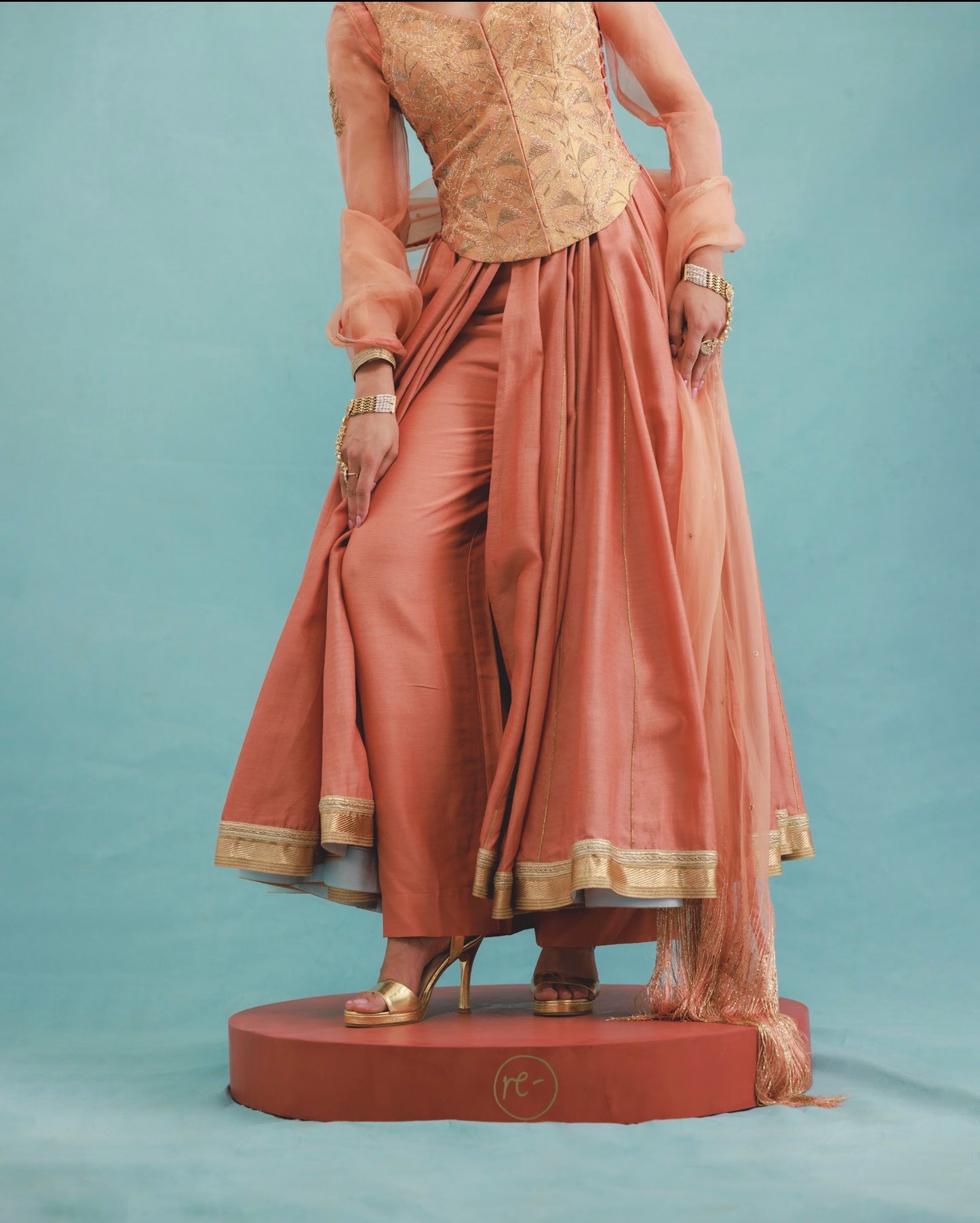 Chandni dress set in Terracotta