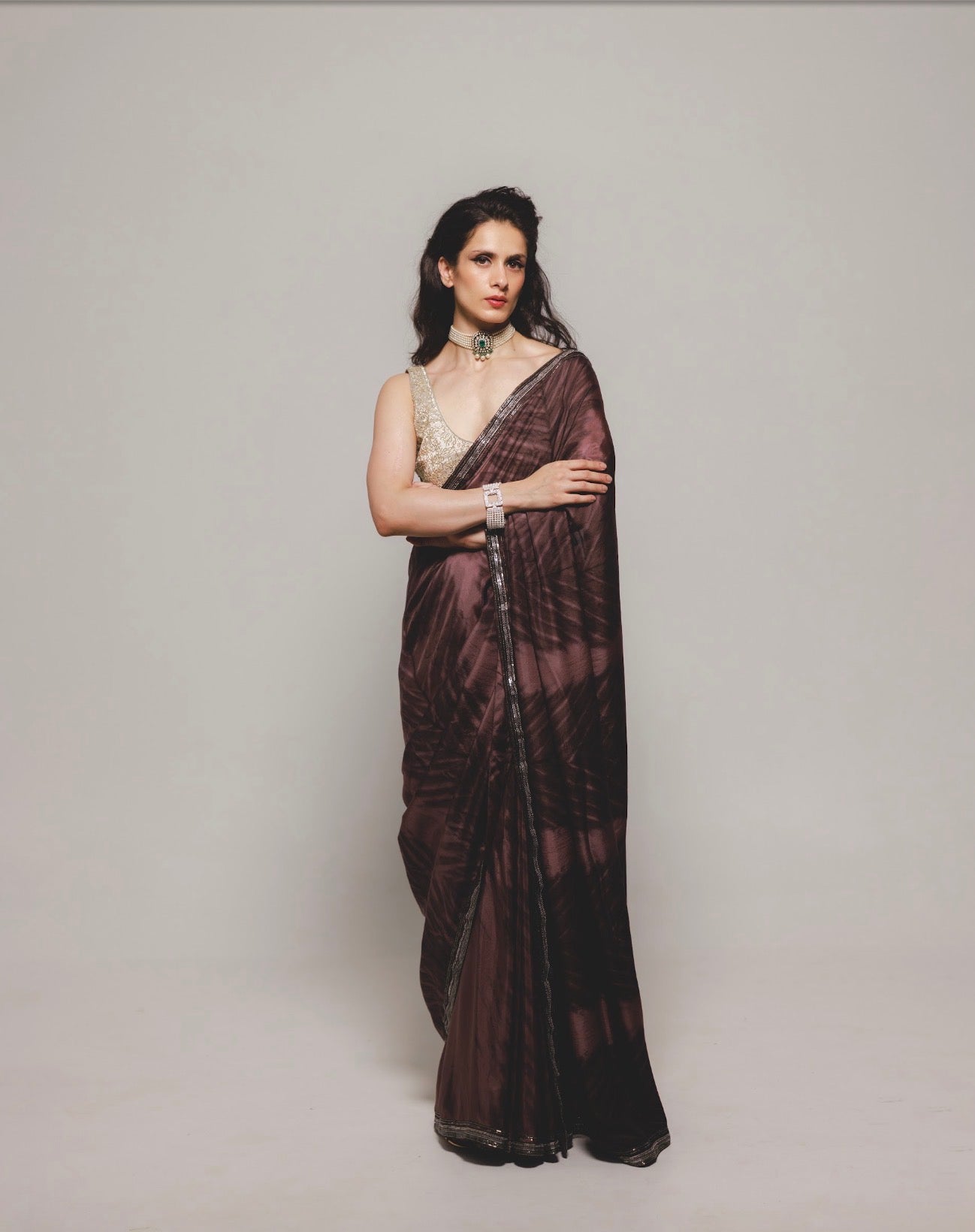 Ana saree Set in Truffle