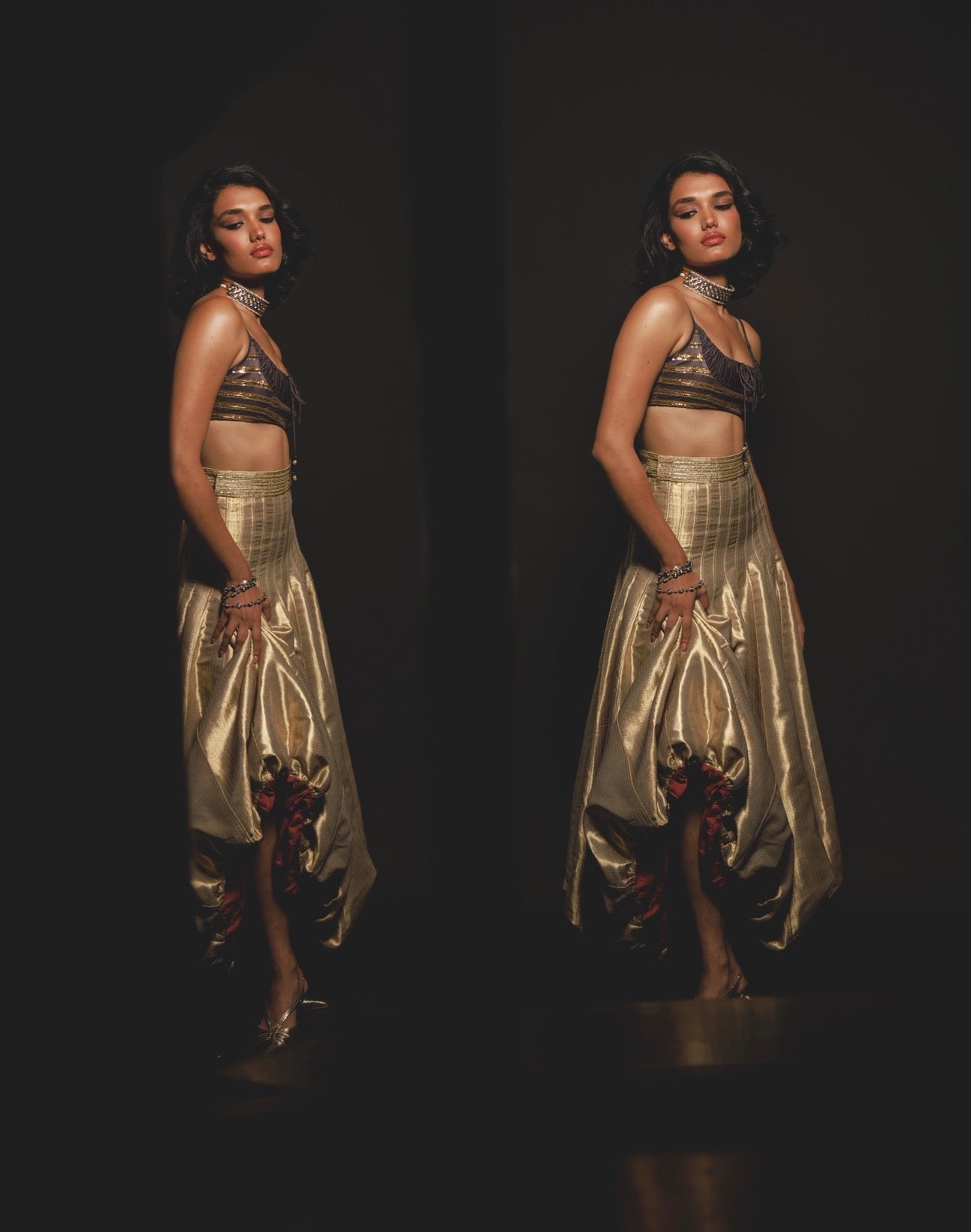 Goldie Ghaghra set in Gold