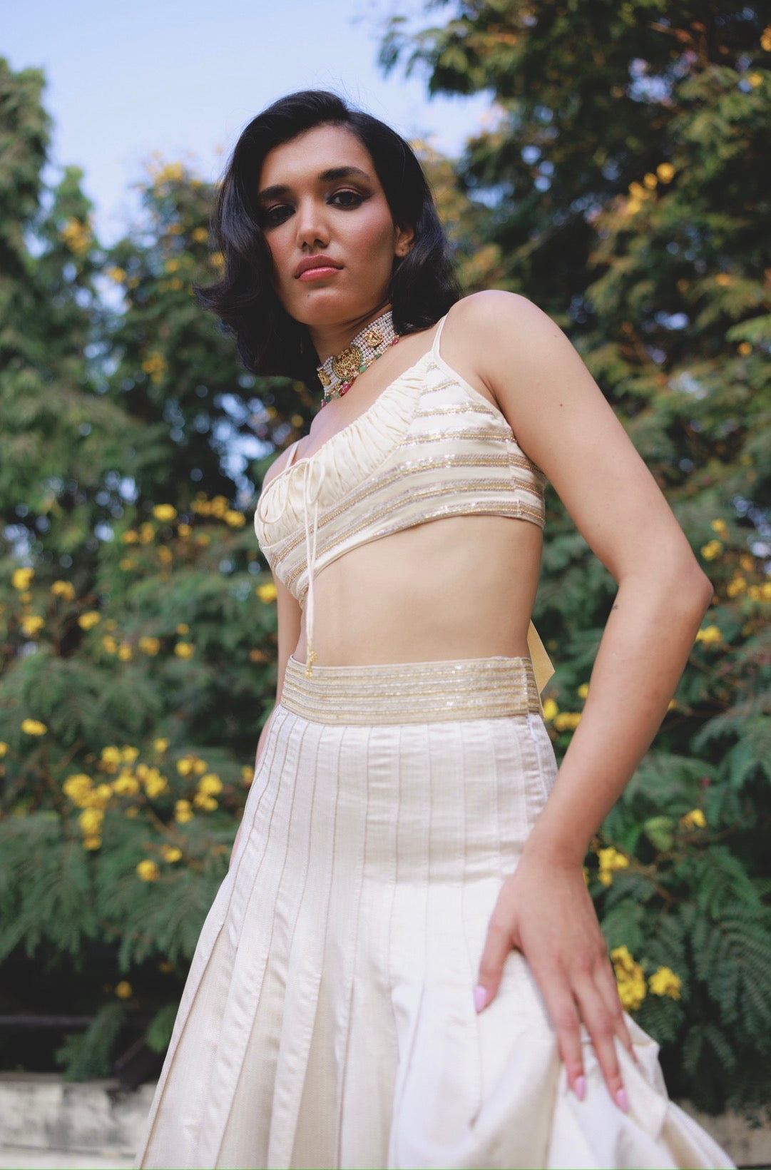 Misha choli in Butter yellow
